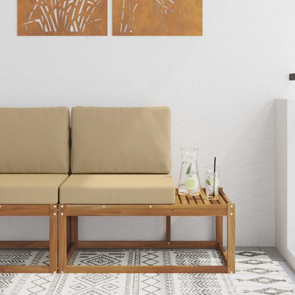 vidaXL Modulsoffa utomhus Naturf&auml;rg 91 x 63 x 73 cm Massivt Akaciatr&auml;