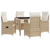 vidaXL Utomhusmatbord 5 st Beige och kr&auml;mvit konstrotting
