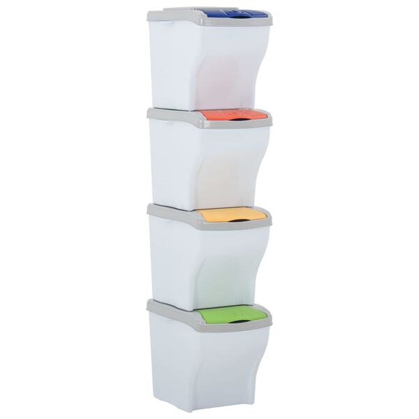 vidaXL Stapelbara soptunnor 4 st 80 L vit