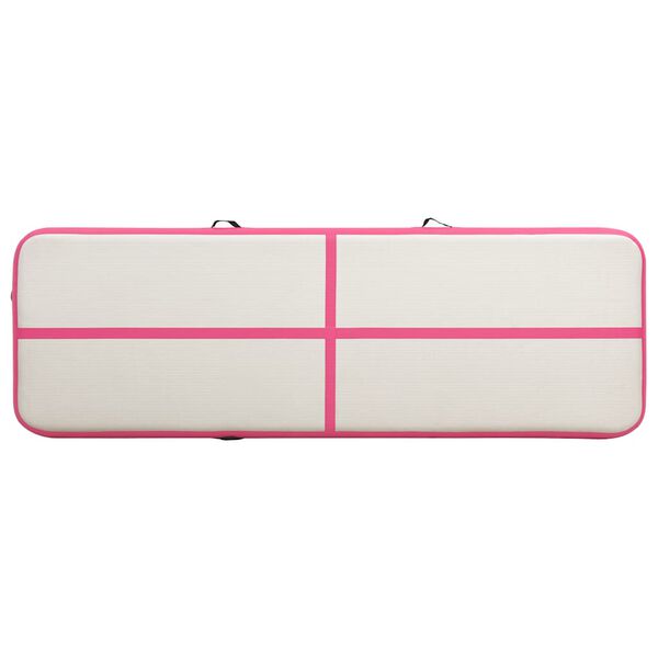 vidaXL Uppblåsbar gymnastikmatta med pump 400x100x20 cm PVC rosa