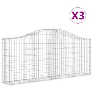 vidaXL Gabioner b&aring;gformade 3 st 200x30x80/100 cm galvaniserat j&auml;rn