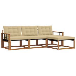vidaXL Utomhussoffset med kudde 4 pcs Naturlig och Beige