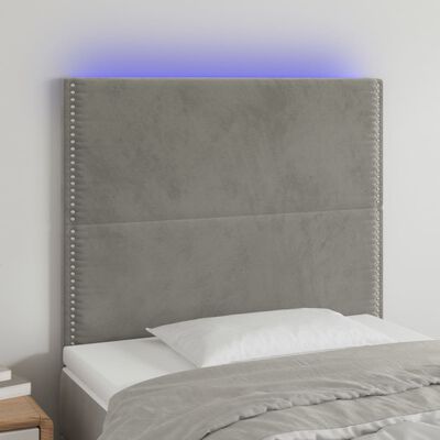 vidaXL Sänggavel LED ljusgrå 100x5x118/128 cm sammet
