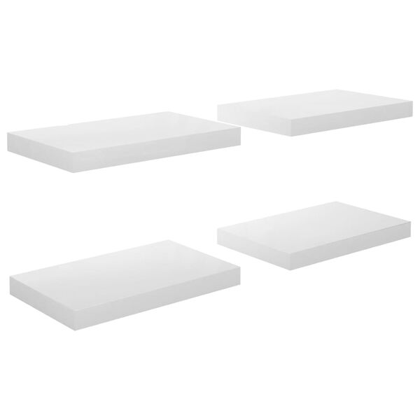 vidaXL Svävande vägghyllor 4 st vit högglans 40x23x3,8 cm MDF