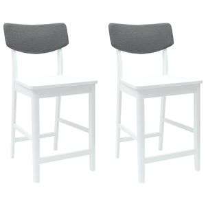 vidaXL Matstolar 2 st Massiv Gummitr&auml; Vit 48 x 49 x 95 cm