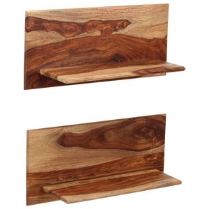 vidaXL V&auml;gghyllor 2 st 58x26x20 cm massivt sheshamtr&auml;