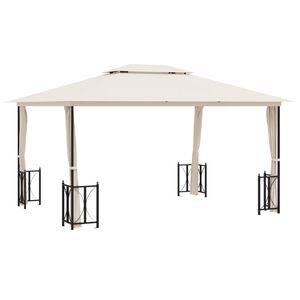 vidaXL Paviljong med draperier och dubbelt tak 3x4 m gr&auml;ddvit