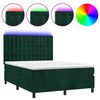 vidaXL Rams&auml;ng med madrass & LED m&ouml;rkgr&ouml;n 140x190 cm sammet
