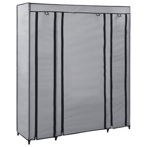 vidaXL Garderob med fack och st&auml;nger gr&aring; 150x45x176 cm tyg
