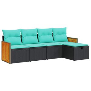 vidaXL Loungegrupp f&ouml;r tr&auml;dg&aring;rden med dynor 5 delar svart konstrotting