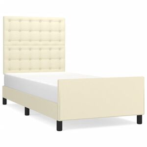 vidaXL S&auml;ngram med huvudgavel gr&auml;ddvit 80x200 cm konstl&auml;der