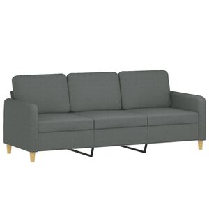vidaXL 3-sitssoffa m&ouml;rkgr&aring; 180 cm tyg
