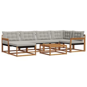 vidaXL Utomhussoffset 7 pcs Naturlig och Ljus Gr&aring; Massivt Akaciatr&auml;