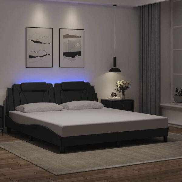 vidaXL Bed Frame "Viana" with LED without Mattress Black 180x200 cm
