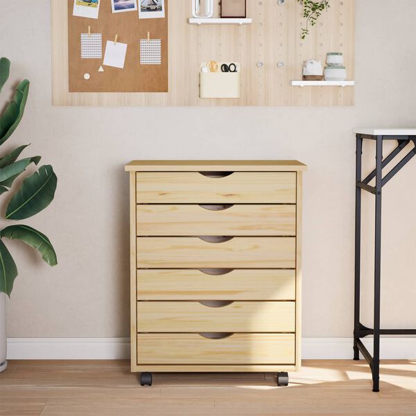 vidaXL Rullande Sk&aring;p med L&aring;dor MOSS Klar lack 53 x 39 x 65,5 cm