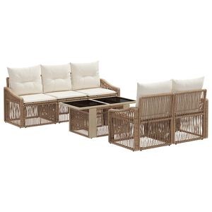 vidaXL Tr&auml;dg&aring;rdsoffset 6 st Beige och kr&auml;mvit konstrotting