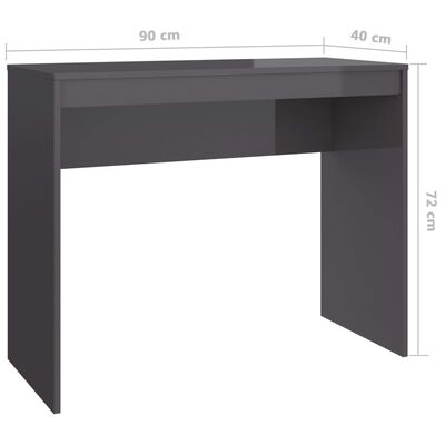 vidaXL Skrivbord grå högglans 90x40x72 cm konstruerat trä