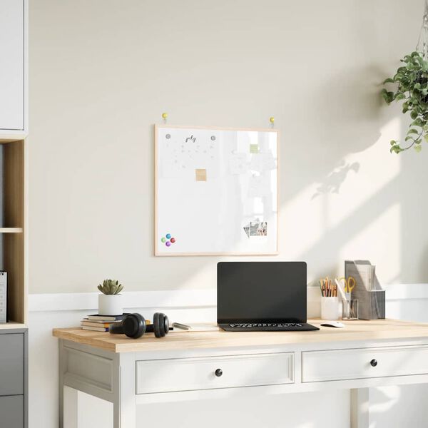 vidaXL Magnetisk whiteboardtavla med massiv fururam 60x55 cm