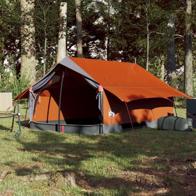 vidaXL Campingtält 2 personer grå orange vattentätt
