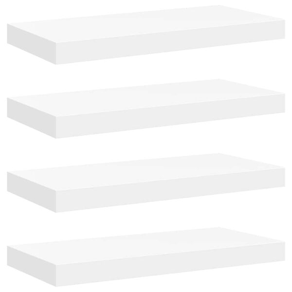 vidaXL Sv&auml;vande v&auml;gghyllor 4 st vit 50x23x3,8 cm MDF