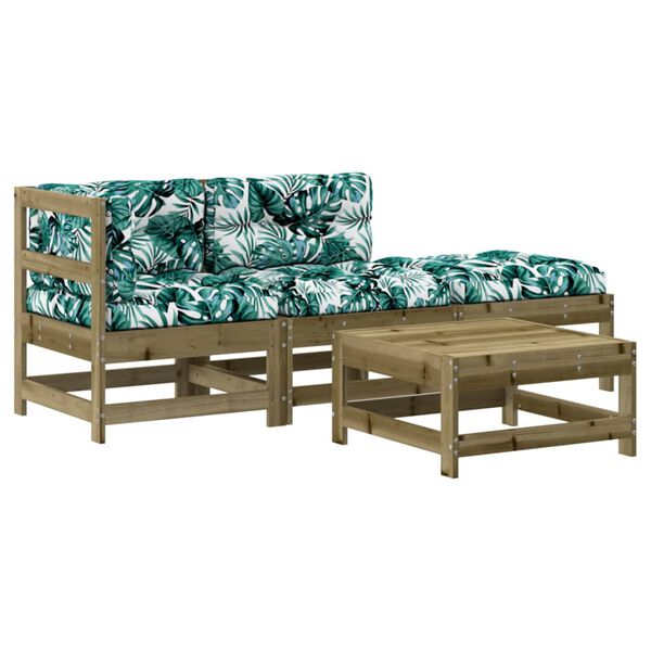 vidaXL Loungegrupp med dynor 4 delar impregnerad furu
