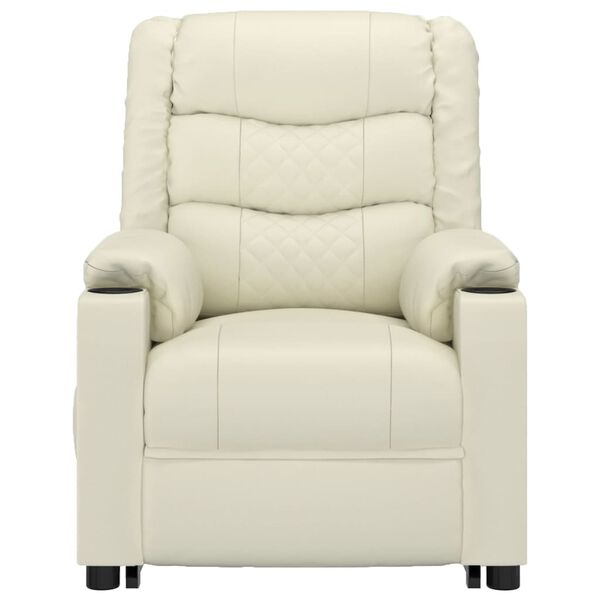 vidaXL Massagefåtölj med uppresningshjälp gräddvit konstläder