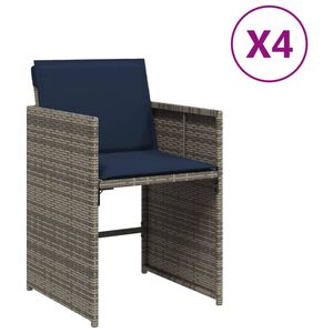 vidaXL Tr&auml;dg&aring;rdsstolar med dynor 4 st gr&aring; konstrotting
