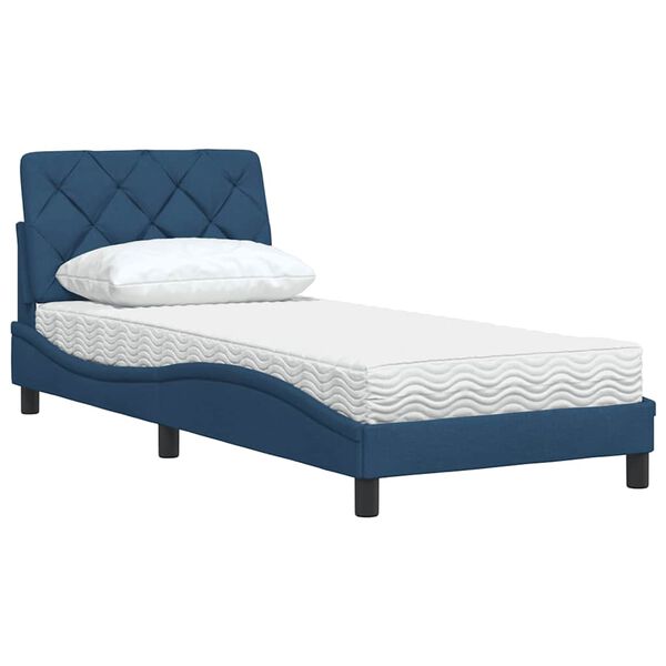 vidaXL Bed with Mattress Blue 80x200 cm Fabric