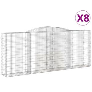 vidaXL Gabion b&aring;gformad 8 st 400x50x160/180 cm galvaniserat j&auml;rn