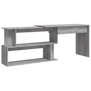 vidaXL H&ouml;rnskrivbord gr&aring; sonoma 200x50x76 cm konstruerat tr&auml;