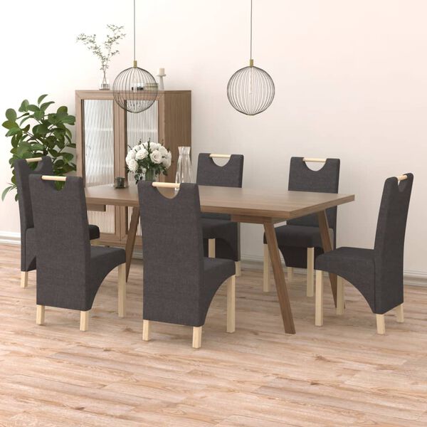 vidaXL Matstolar 6 st m&ouml;rkgr&aring; tyg