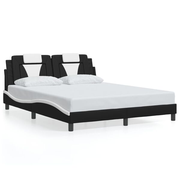 vidaXL Bed Frame "Viana" without Mattress Black and White 160x200 cm Faux Leather