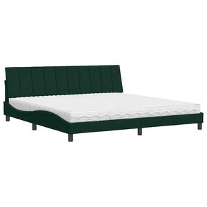 vidaXL Bed with Mattress "Hanko" Dark Green 200x200 cm Velvet