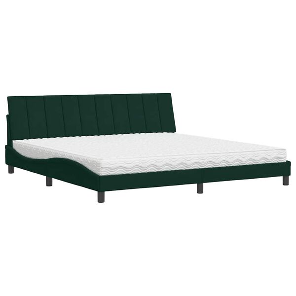vidaXL Bed with Mattress "Hanko" Dark Green 200x200 cm Velvet