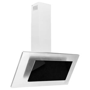 vidaXL K&ouml;ksfl&auml;kt 90 cm rostfritt st&aring;l och h&auml;rdat glas silver