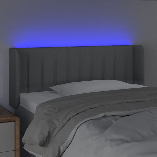 vidaXL Sänggavel LED ljusgrå 103x16x78/88 cm tyg