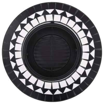vidaXL Eldfat med mosaik svart och vit 68cm keramik