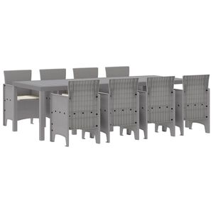 vidaXL Trädgårdsmöbelset 9 pcs Vit Polt rotting