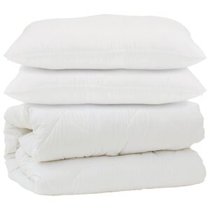 vidaXL Dunt&auml;cke med kudde 3 pcs Vit Mikrofiber