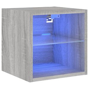 vidaXL V&auml;ggmonterad tv-b&auml;nk LED gr&aring; sonoma 30x28,5x30 cm