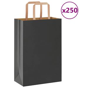 vidaXL Pappersp&aring;sar 250 st med handtag svart 21x11x31 cm