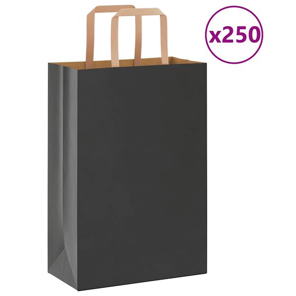 vidaXL Pappersp&aring;sar 250 st med handtag svart 21x11x31 cm