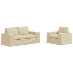 vidaXL Soffset 2 pcs Kr&auml;m 182 x 80 x 82 cm tyg
