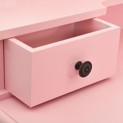 vidaXL Sminkbord med pall rosa 80x69x141 cm paulowniaträ