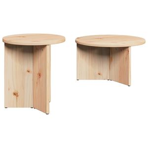 vidaXL Kaffeebord 2 pcs Naturfärg Massivt tallträ