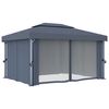 vidaXL Paviljong med draperi 4x3 m antracit aluminium