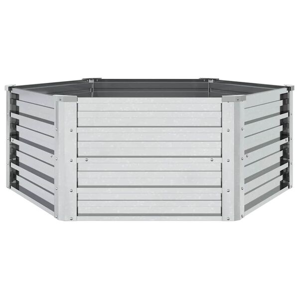 vidaXL Odlingslåda upphöjd galvaniserat stål 129x45 cm silver