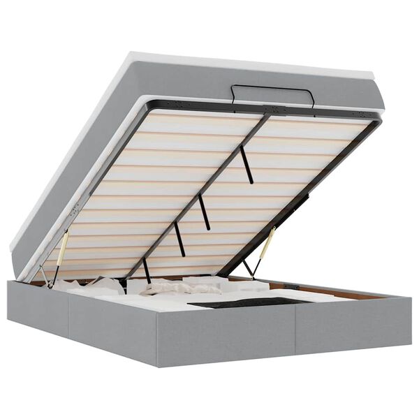 vidaXL Ottoman sängram med madrass ljusgrå 140x190 cm tyg