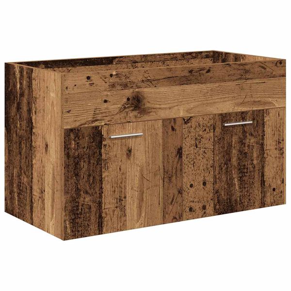 vidaXL Diskbänksskåp med inbyggt handfat och kran Gammalt trä