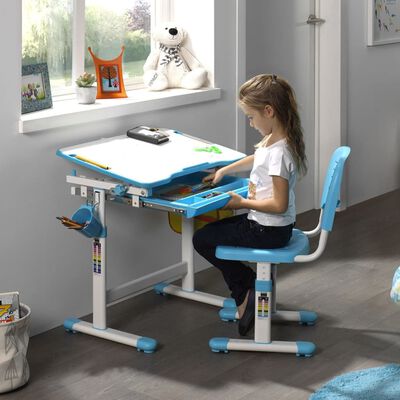 Vipack Justerbart skrivbord för barn med stol Comfortline 201 blå vit